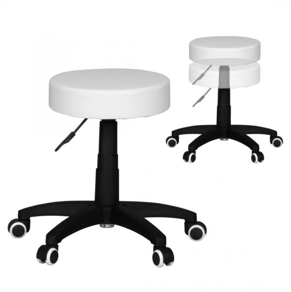 Stool Leon S Design White With Casters Stool Upholstered Backless Xl 39156 Amstyle Arbeitshocker Leon S Weiss Spm1 037 S
