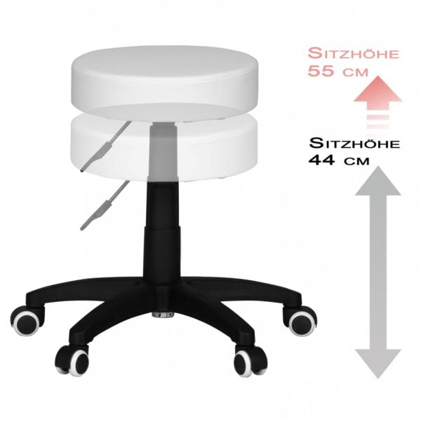 Stool Leon S Design White With Casters Stool Upholstered Backless Xl 39156 Amstyle Arbeitshocker Leon S Weiss Spm1 037 1