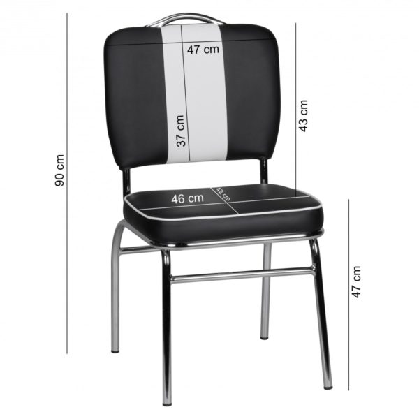 Elvis American Diner 50S Retro Dining Chair Color Black White 39206 Wohnling Esszimmerstuhl Paul Diner Schwarz 3