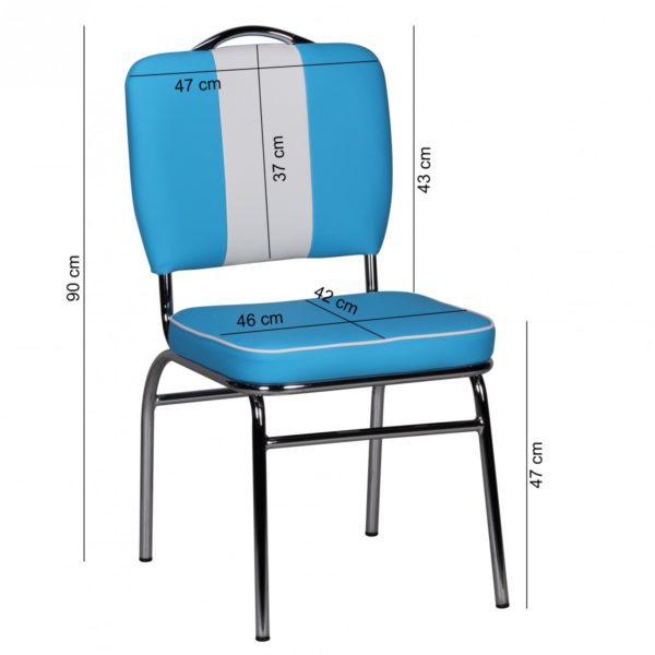 Elvis American Diner 50S Retro Dining Chair Color Blue White 39207 Wohnling Esszimmerstuhl Paul Diner Blau Wl1 3
