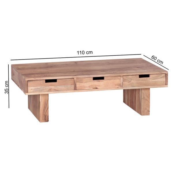 Coffee Table Solid Wood Acacia Design Living Room Table 110 X 60 Cm With 6 Drawers Country Style Wooden Table 40291 Wohnling Couchtisch Mumbai Massivholz Akazi 5