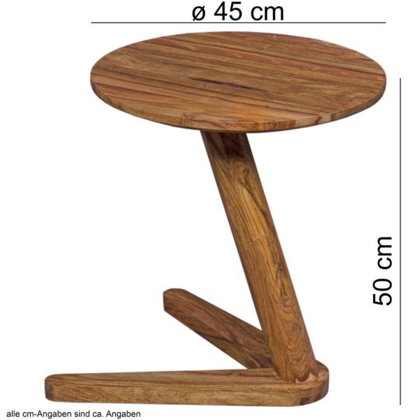 Table Solid Wood Sheesham Design Living Room Table 45 X 45Cm Round Nightstand Natural Wood Country Style 40296 Wohnling Beistelltisch Boha Massivholz Shee 2