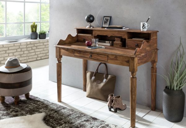 Kada Solid Sheesham Console Table In Country Style 40321 Wohnling Schreibtisch Kada Massivholz Shees 1