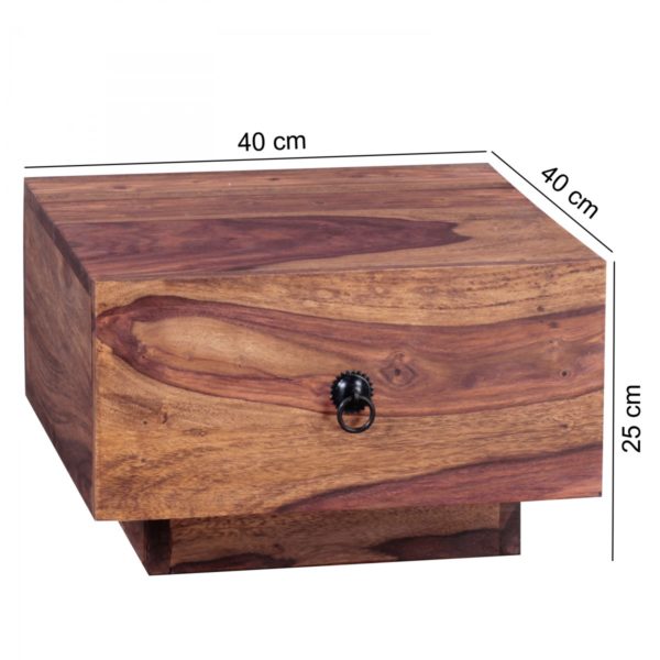Nightstand Solid Wood Sheesham Design Night-Dresser 25 Cm High With Drawer Nightstand Natural Wood 40X40 Cm 40327 Wohnling Nachtkonsole Mit Schublade Wl1 757 2