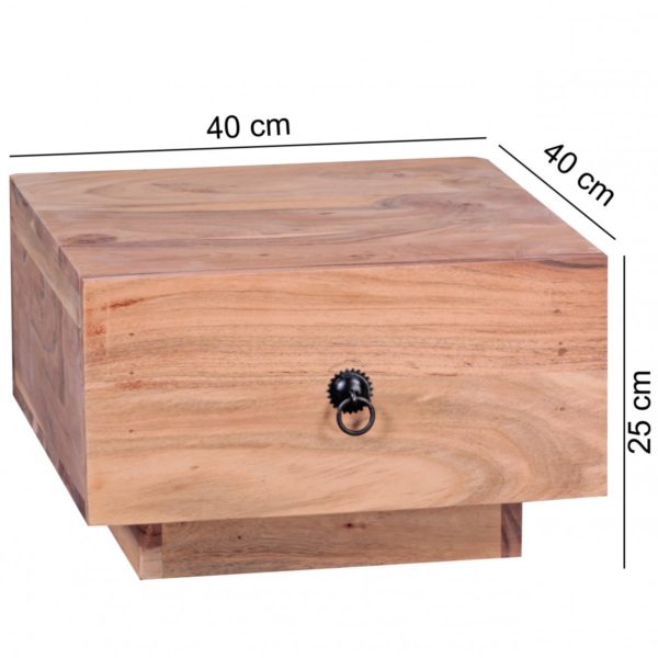 Nightstand Solid Wood Acacia Design Night-Dresser 25 Cm High With Drawer Nightstand Natural Wood 40X40 Cm 40328 Wohnling Nachtkonsole Mit Schublade Wl1 758 2