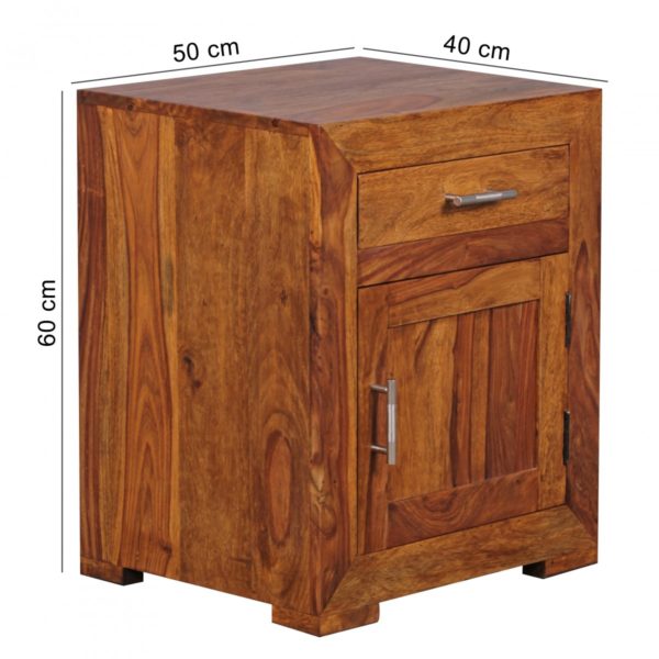 Nightstand Solid Wood Sheesham Design Nachtkommode 60 Cm With Drawer And Door Bedside Table For Boxspringbed 40333 Wohnling Nachtkonsole Wl1 761 Wl1 761 2