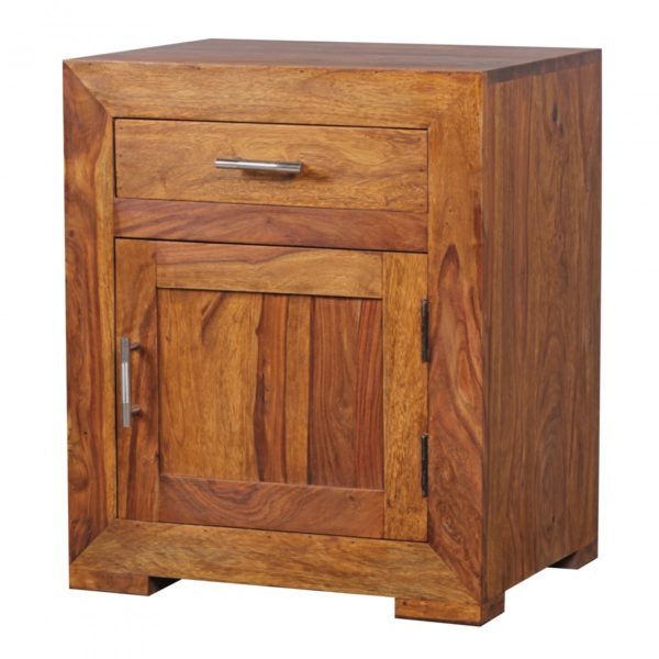 Nightstand Solid Wood Sheesham Design Nachtkommode 60 Cm With Drawer And Door Bedside Table For Boxspringbed 40333 Wohnling Nachtkonsole Wl1 761 Wl1 761 4