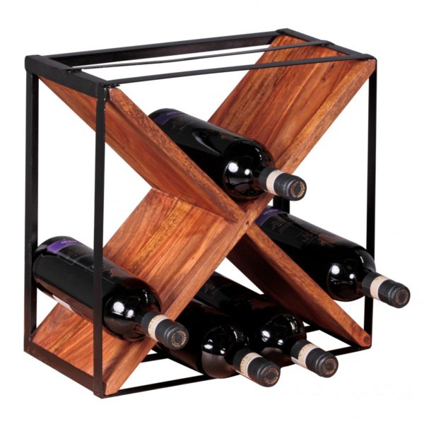 Wine Rack Solid Wood Sheesham Wine Rack Stand Shelf For About 16 Bottles With Metal Frame Wooden Shelf X-Shape 40344 Wohnling Weinregal Wl1 771 Wl1 771 2