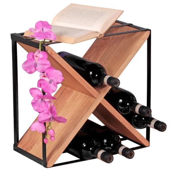 Wine Rack Solid Wood Acacia Wine Rack Stand Shelf For About 16 Bottles With Metal Frame Wooden Shelf X-Shape 40345 Wohnling Weinregal Wl1 772 Wl1 772 1