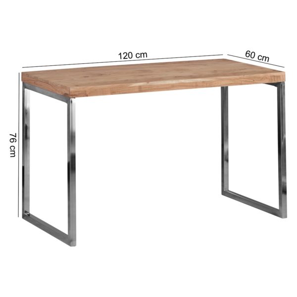Desk Solid Wood Acacia Computer Table 120 X 60 Cm Laptop Table Cottage Console Table With Metal Legs 40411 Wohnling Schreibtisch Guna Massivholz Akazi 2