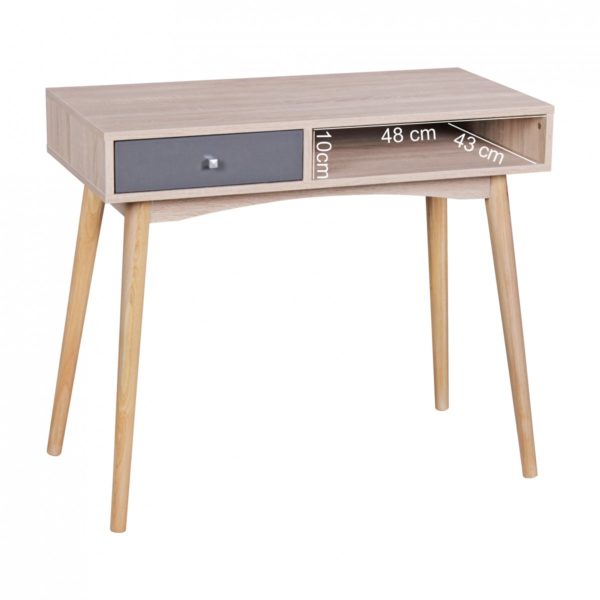 Desk Drawer Modern Design Table With Drawers Computer Desk Sonoma / Gray Console Table Shelf 90 Cm 40529 Wohnling Schreibtisch Modern Schublade Desi 1