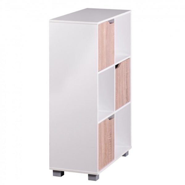 Design Bookcase Modern Wood White With Doors Sonoma Oak Standing Shelving Detached 6 Compartments 60 X 90 X 30 Cm 40533 Wohnling Standregal Sonoma Weiss Grau Wl1 7 2