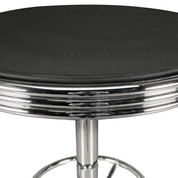 American Diner Table Elvis Round Ø 60 Cm Aluminum Imitation Leather Retro Floor Table Usa In Black / Silver 41622 Wohnling American Diner Bartisch Elvis Rund 3