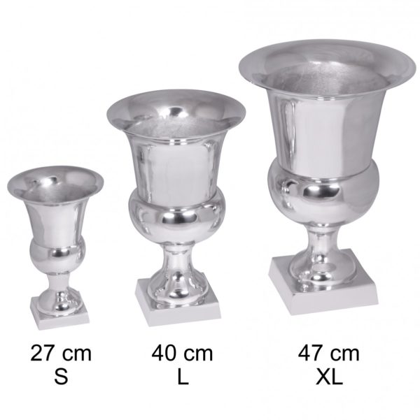 Vase 47 X 32 Cm Cup Xl Deco Vase Goblet Aluminum - Decoration Vase Silver Planting Cup 41674 Wohnling Blumenvase 47 X 32 Cm Gross Pokal Xl