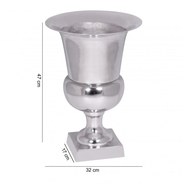 Vase 47 X 32 Cm Cup Xl Deco Vase Goblet Aluminum - Decoration Vase Silver Planting Cup 41674 Wohnling Deko Blumenvase Pokal Xl Wl1 923 W 1