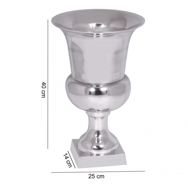Vase 40 X 25 Cm In Size L Cup Deco Vase Goblet Aluminum - Decoration Vase Silver Planting Cup 41675 Wohnling Deko Blumenvase Pokal L Wl1 924 Wl 5