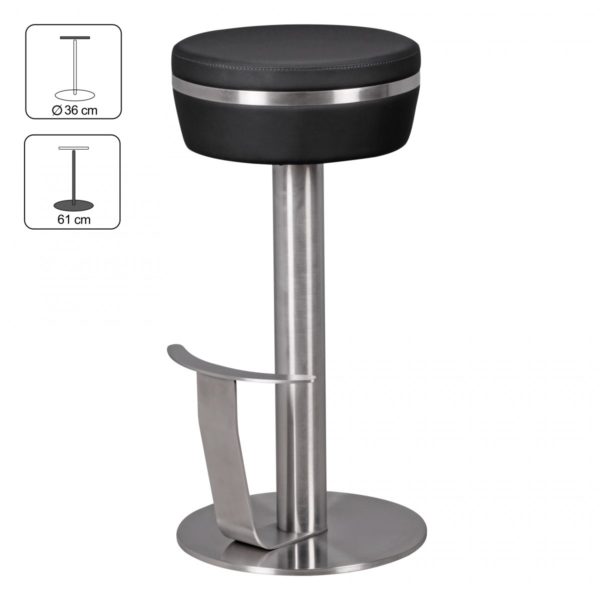 Durable M9 Barstool Stainless Steel With Leatherette Seat In Black Design Bar Stool Is Rotatable 41782 Wohnling Barhocker Durable M9 Schwarz Wl1 9 2