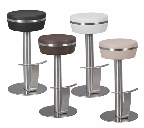 Durable M9 Barstool Stainless Steel With Leatherette Seat In Black Design Bar Stool Is Rotatable 41782 Wohnling Durable M9 Barhocker Aus Edelstahl M