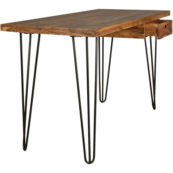 Desk Bagli Brown 130 X 60 X 76 Cm Solid Wood Laptop Table Sheesham Nature 41900 Wohnling Schreibtisch Mit Schublade