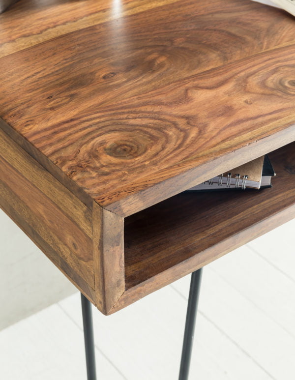 Desk Bagli Brown 110 X 60 X 76 Cm Solid Wood Laptop Table Sheesham Nature 41901 Wohnling Schreibtisch Bagli Braun 110 X 60 2