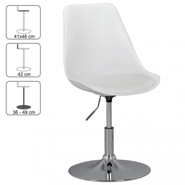 Corsica   Swivel Stool With Backrest 42070 Amstyle Drehsessel Korsika Weiss Spm2 005 S 1
