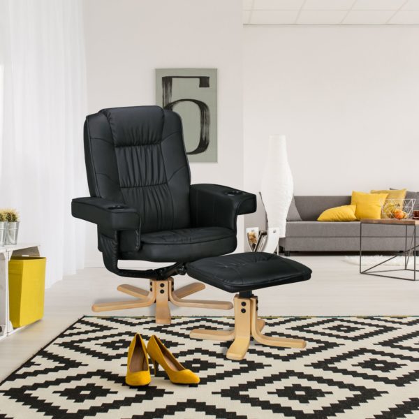 Ergonomic Comfort Duo - Relax. Tv Chair With Cup Holders Leatherette Black 42656 Amstyle Comfort Duo Fernsehsessel Aus Kunstle