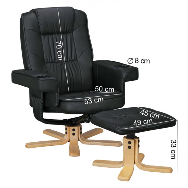 Ergonomic Comfort Duo - Relax. Tv Chair With Cup Holders Leatherette Black 42656 Amstyle Comfort Duo Schwarz Sessel Stuhl 1