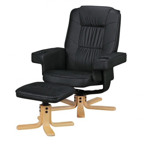 Ergonomic Comfort Duo - Relax. Tv Chair With Cup Holders Leatherette Black 42656 Amstyle Comfort Duo Schwarz Sessel Stuhl 3