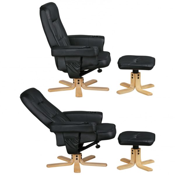 Ergonomic Comfort Duo - Relax. Tv Chair With Cup Holders Leatherette Black 42656 Amstyle Comfort Duo Schwarz Sessel Stuhl 4