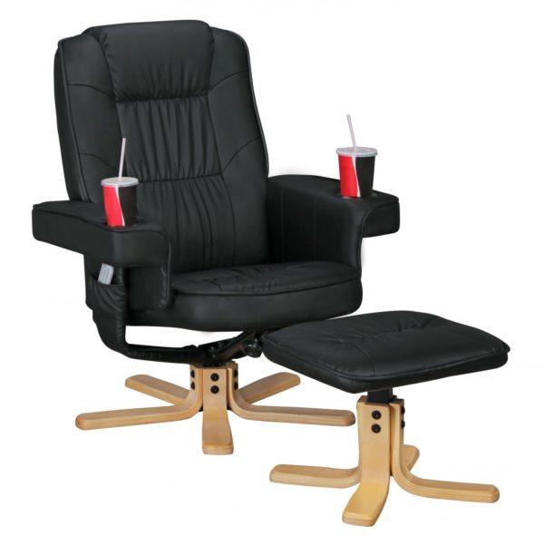 Ergonomic Comfort Duo - Relax. Tv Chair With Cup Holders Leatherette Black 42656 Amstyle Comfort Duo Schwarz Sessel Stuhl Sc