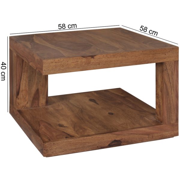 Coffee Table Solid Wood Sheesham, Side Table 58 Cm / Wooden Table /Cottage Living Room 43613 Wohnling Couchtisch Mumbai Massivholz Shees 3