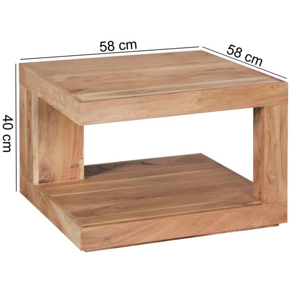 Coffee Table Solid Wood Acacia/ Side Table 58 Cm /Wooden Table /Cottage Living Room /Table Natural Product 43614 Wohnling Couchtisch Mumbai Massivholz Akazi 3