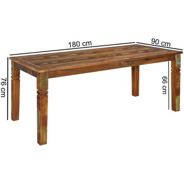 Dining Table Kalkutta 180 X 90 X 76 Cm Mango Shabby Chic Solid Wood 43650 Wohnling Esszimmertisch Dehli 180X90X76Cm W 1