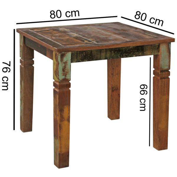 Dining Table Kalkutta 80 X 80 X 76 Cm Mango Shabby Chic Solid Wood 43653 Wohnling Esszimmertisch Delhi 80X80X76Cm Wl5