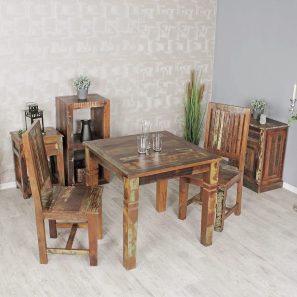 Dining Table Kalkutta 80 X 80 X 76 Cm Mango Shabby Chic Solid Wood 43653 Wohnling Esszimmertisch Delhi 80X80X76Cm Wl 4