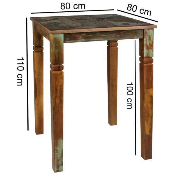 Table Kalkutta 80 X 80 X 110 Cm Recycling Vintage Solid Wood Kitchen Bench 43691 Wohnling Bartisch Delhi 80X80X110Cm Wl5 076 W