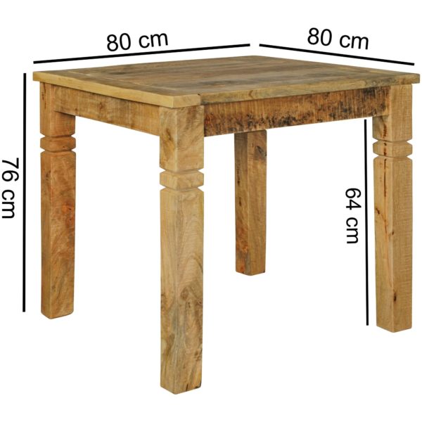 Table Rustica 80 X 80 X 76 Cm Mango Solid Wood Square 43692 Wohnling Esszimmertisch Rustica 80X80X76Cm Wl