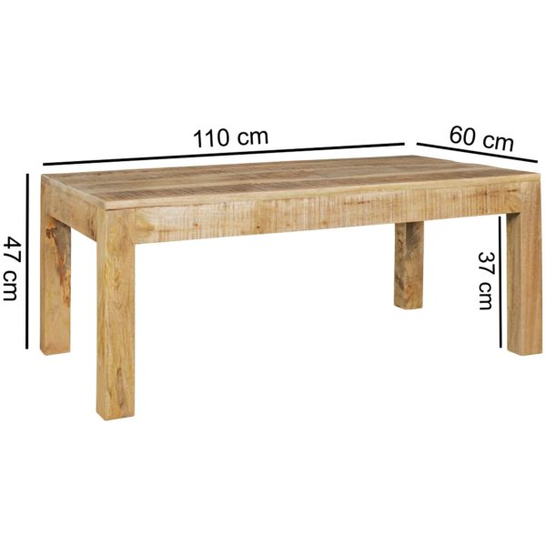 Table Rustica 110 X 60 X 47 Cm Massive Wood Mango Natur 43700 Wohnling Couchtisch Rustica 110X60X47Cm Wl5 0