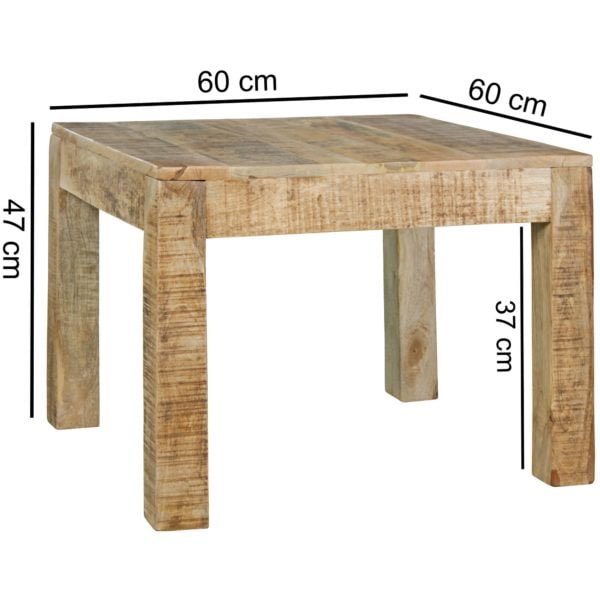 Table Rustica 60 X 60 X 47 Cm Massiv-Holz Mango Natur 43701 Wohnling Couchtisch Rustica 60X60X47Cm Wl5 08