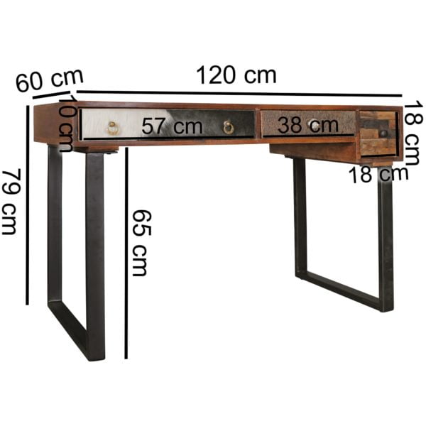 Desk Patna 120 X 60 X 79 Cm Solid Wood Laptop Table Mango Natural 43714 Wohnling Schreibtisch Patna 120X60X79Cm Wl5