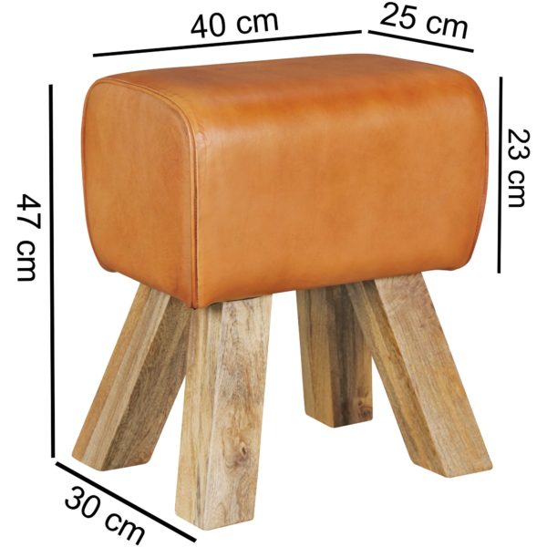 Design Seat Stool Brown 40 X 30 X 47 Cm Upholstery Stool Leather Stool 43733 Wohnling Sitzbank Echtleder Braun