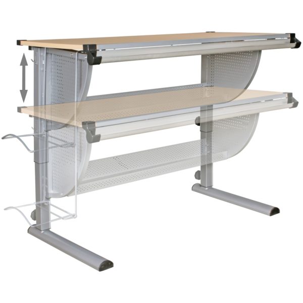 Design Children'S Desk Maxi Wood 120 X 60 Cm Beech Height-Adjustable 44401 Wohnling Design Kinderschreibtisch Maxi Hol 2