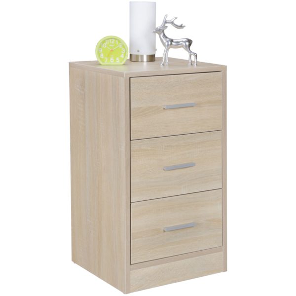 Olav Wood Contemporary Sideboard With 3 Drawers Sonoma 44685 Wohnling Nachtkonsole Olav 3 Schubladen