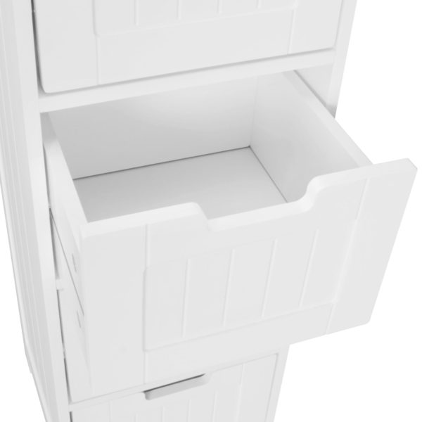 Design Bathroom Cabinet Luis Country Style Mdf Wood 30 X 83 X 30 Cm White 44723 Wohnling Badschrank Luis Mdf Weiss 4 Schubl 4