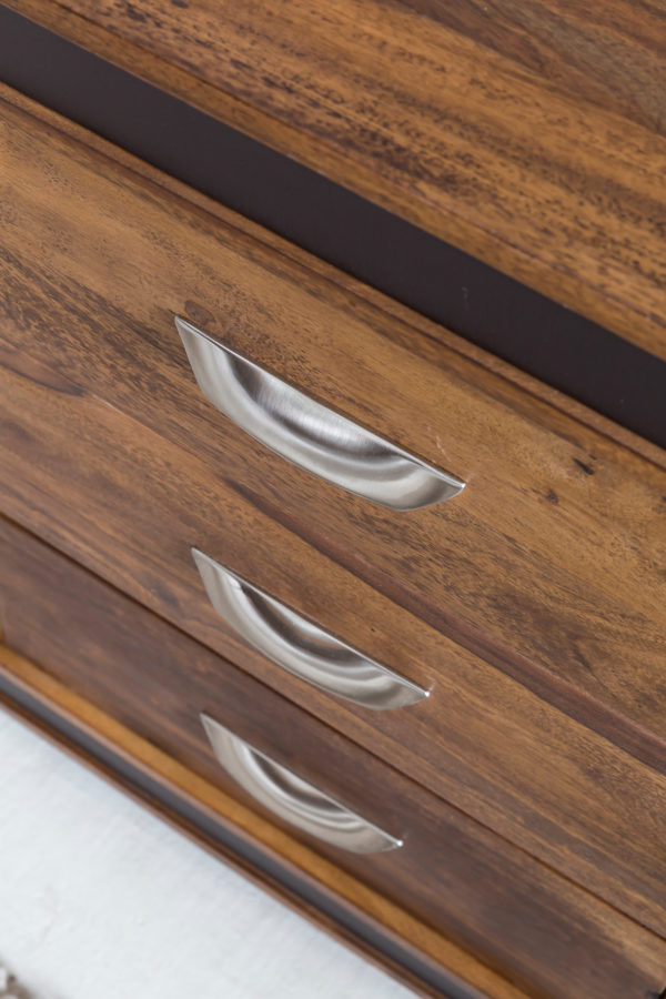 Design Sideboard Karan Sheesham Solid Wood With Imitation Leather 160X44X80 Cm 44743 Wohnling Sideboard Sheesham Mit Kunstleder 2
