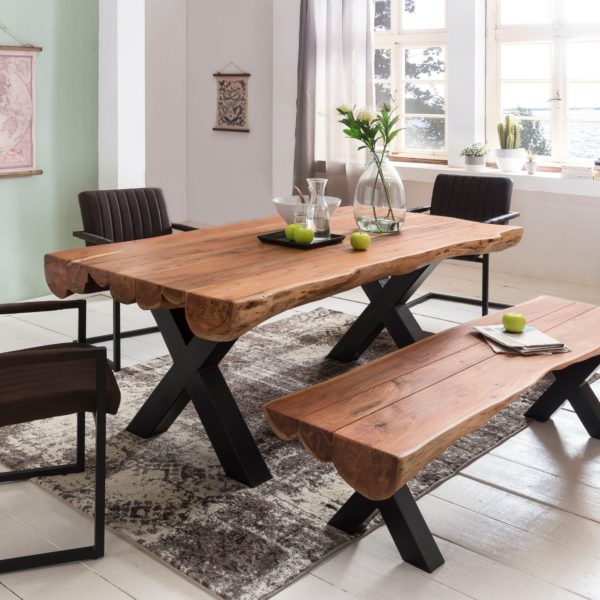 Dining Table 200 X 100 X 77 Cm Acacia Country House Wood Design Dining Table Rectangular 44746 Wohnling Esszimmertisch 200 X 100 X 77 Cm Aka