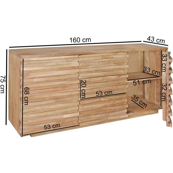Kada 160 X 75 X 43 Cm Wood Acacia Natural 44753 Wohnling Sideboard Akazie 160X45X75 Cm 1