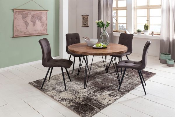 Design Dining Room Table Bagli Round Ø 120 X 78 Cm Sheesham Solid Wood 44755 Wohnling Esstisch Sheesham 120X120X76 Rund 1
