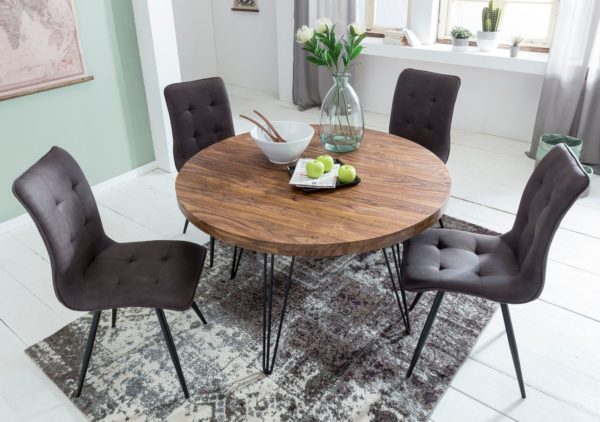 Design Dining Room Table Bagli Round Ø 120 X 78 Cm Sheesham Solid Wood 44755 Wohnling Esstisch Sheesham 120X120X76 Rund 4