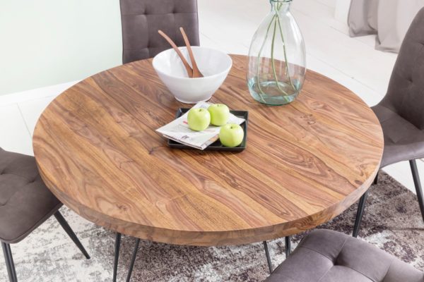 Design Dining Room Table Bagli Round Ø 120 X 78 Cm Sheesham Solid Wood 44755 Wohnling Esstisch Sheesham 120X120X76 Rund 6
